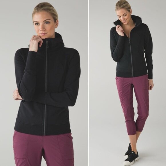 lululemon athletica Tops - Lululemon Scuba Hoodie III Stretch French Terry Black Size 6
